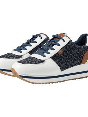 Michael Kors Monique Trainer Optic White Sneakers Denim US 8.5